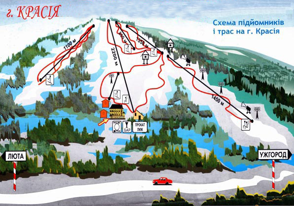 Схема трасс горнолыжного курорта Калия